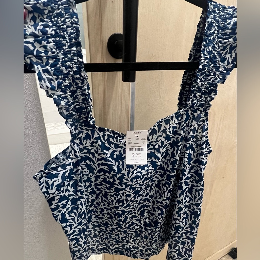 J. Crew Navy and White Floral tank top